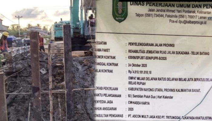 Terungkap: Alat Yang Digunakan Tidak Memenuhi spesifikasi, Hingga Dugaan Pinjam Bendera Di Rehab Jembatan 4,8M Kayong Utara.